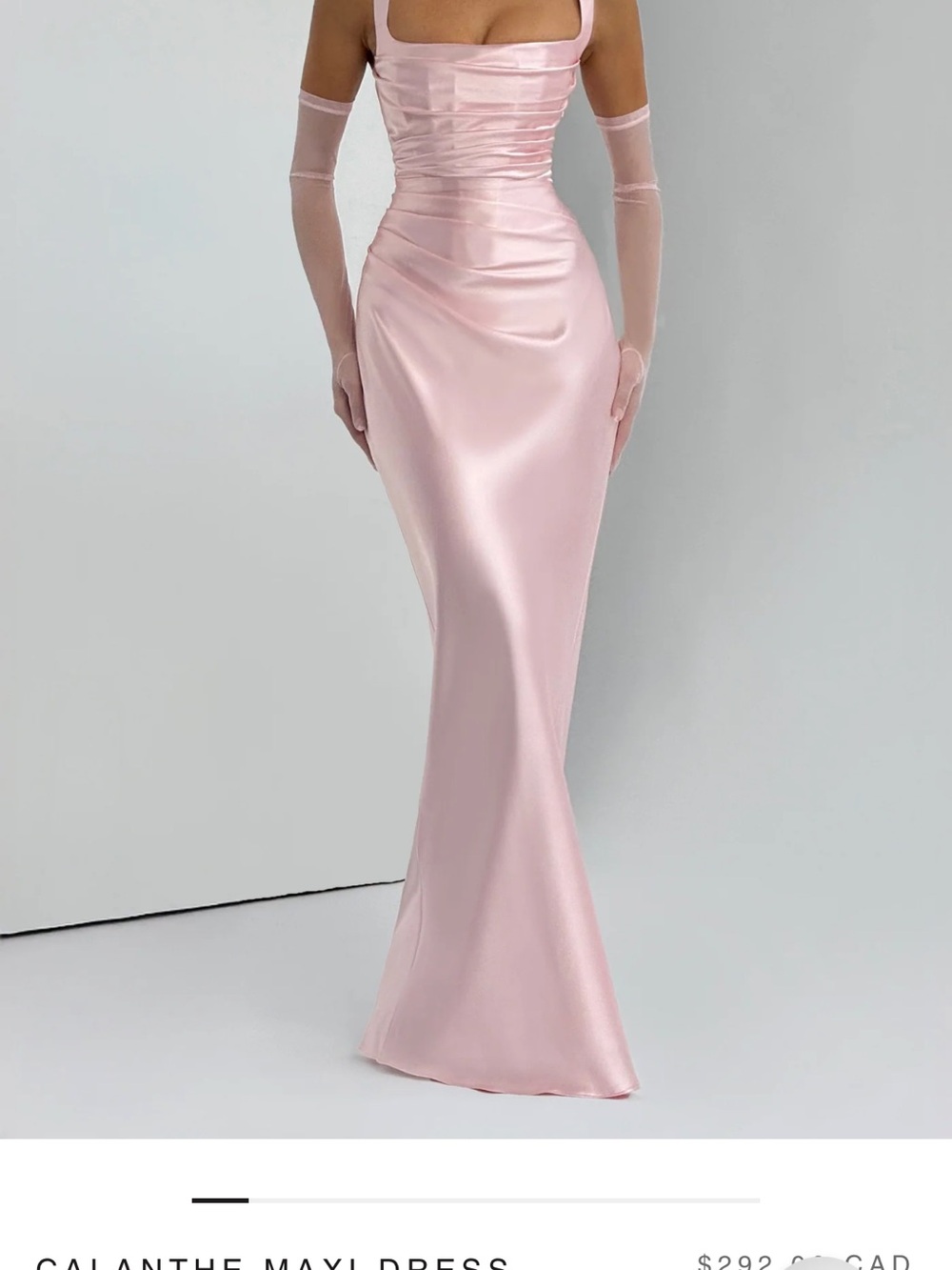 Blush Pink Satin Maxi Dress with Square Neck